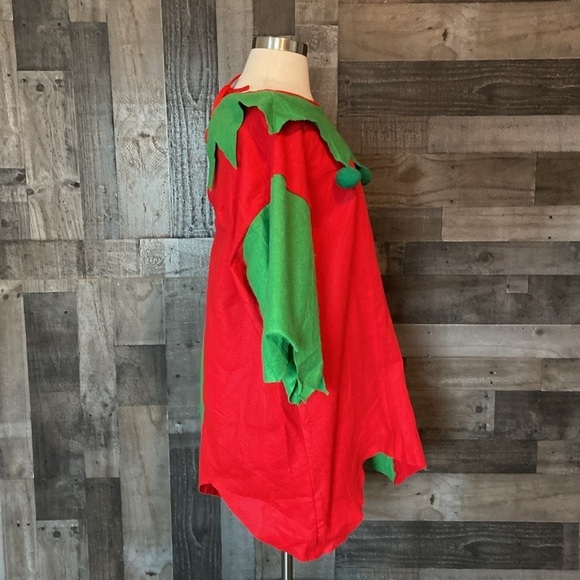 Men’s Christmas Elf costume red green festive holiday party Santa Halloween - Picture 13 of 14